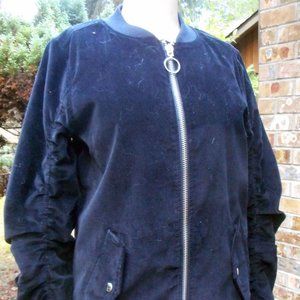 STONE ROW Black Velvety Cotton Coat Jacket w/Silver Fittings! Size 8